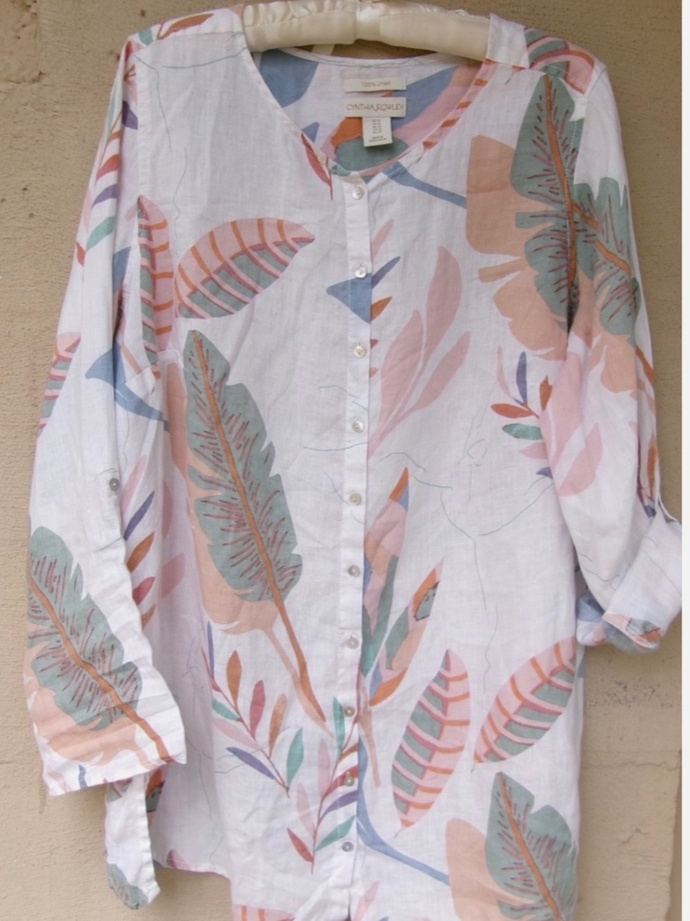 Cynthia Rowley Linen Tunic Roll Tab Sleeves